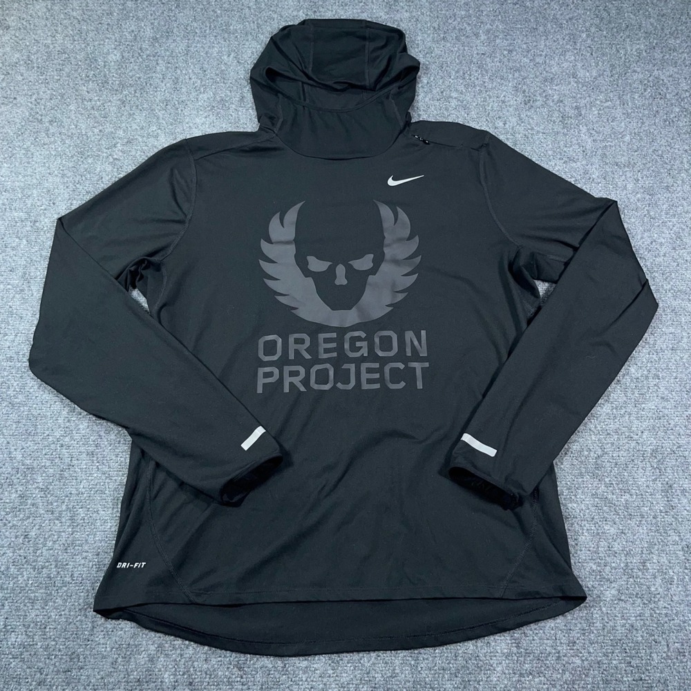 Nike Oregon Project Energy Element Running Hoodie Mens L Dri-Fit Balaclava Black